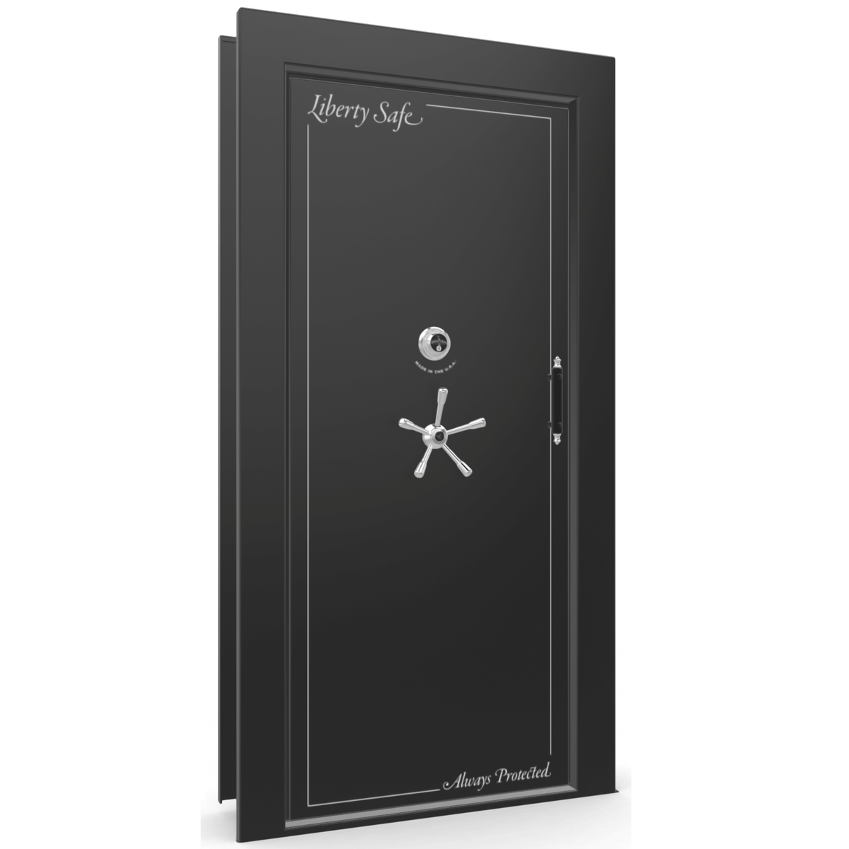 Vault Door Series | In-Swing | Left  Hinge | Black Gloss | Mechanical Lock - closed