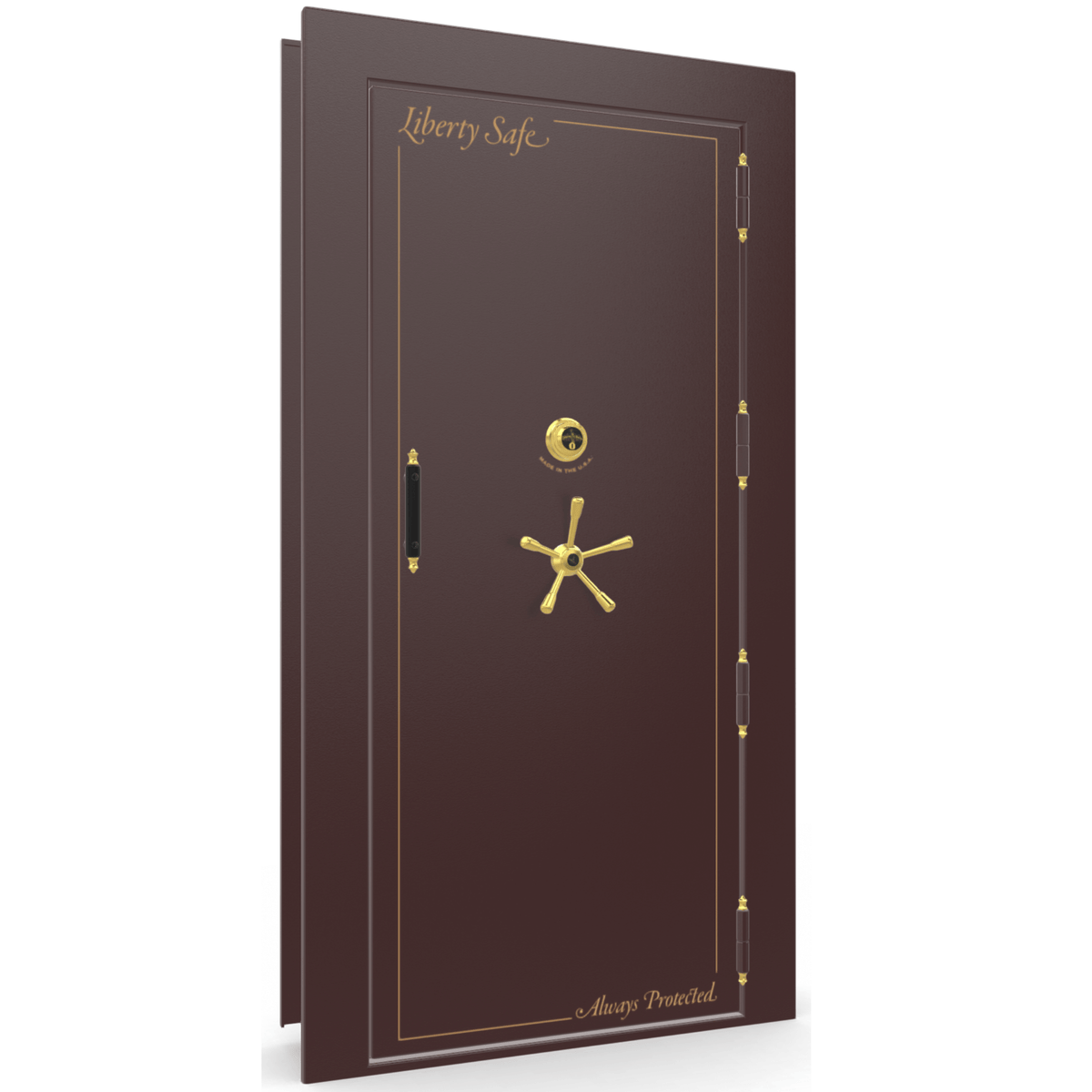 Vault Door Series | Out-Swing | Right  Hinge | Burgundy Marble | Mechanical Lock - closed