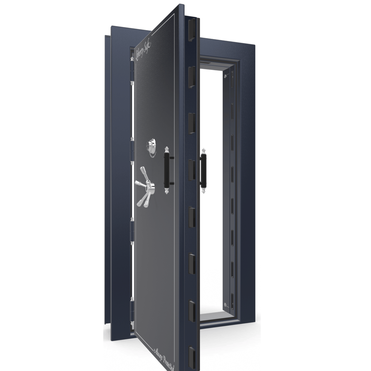 Vault Door Series | Out-Swing | Left  Hinge | Blue Gloss | Mechanical Lock - open