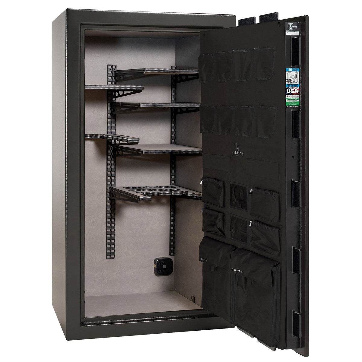 Franklin Series | Level 5 Security | 110 Minute Fire Protection | 40 | DIMENSIONS: 66.5&quot;(H) X 36&quot;(W) X 27.5&quot;(D*) | Black Gloss | ProFlex Modular Shelving - Open Door Empty